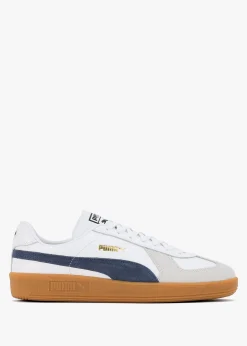 Men’s Army White Club Navy Leather Trainers