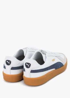 Men’s Army White Club Navy Leather Trainers