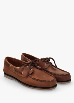 Men’s Classic Lace Up Medium Brown Nubuck Leather Boat Shoes