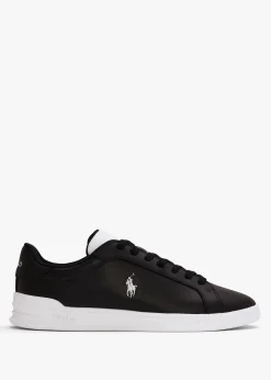 Men’s Heritage Court II Black White Leather Trainers