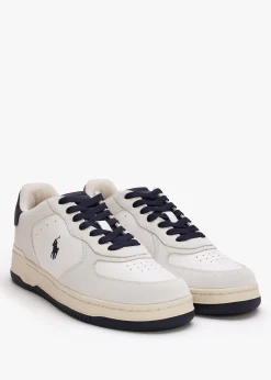 Men’s Master Court White & Navy Leather Trainers