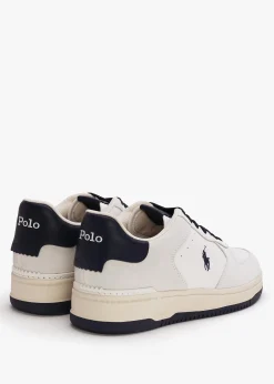 Men’s Master Court White & Navy Leather Trainers