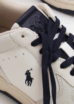 Men’s Master Court White & Navy Leather Trainers