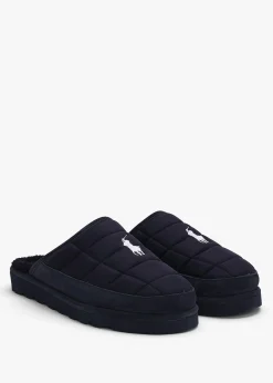 Men’s Reade Suede Trim Quilted Navy White Scuff Slippers
