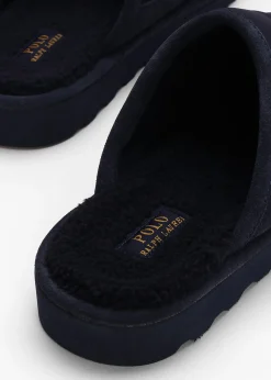 Men’s Reade Suede Trim Quilted Navy White Scuff Slippers