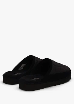 Men’s Reade Suede Trim Quilted Black White Scuff Slippers