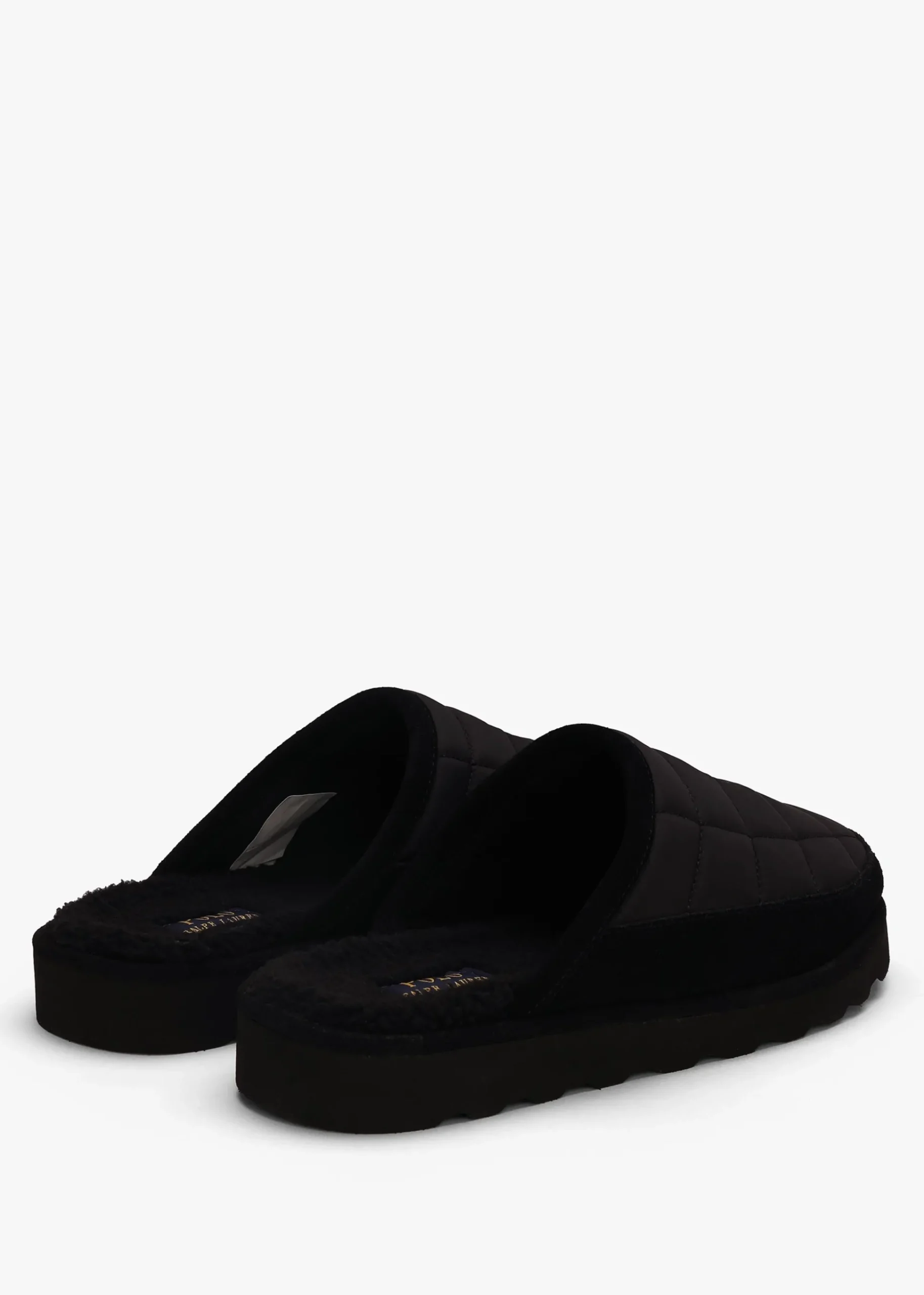 Men’s Reade Suede Trim Quilted Black White Scuff Slippers