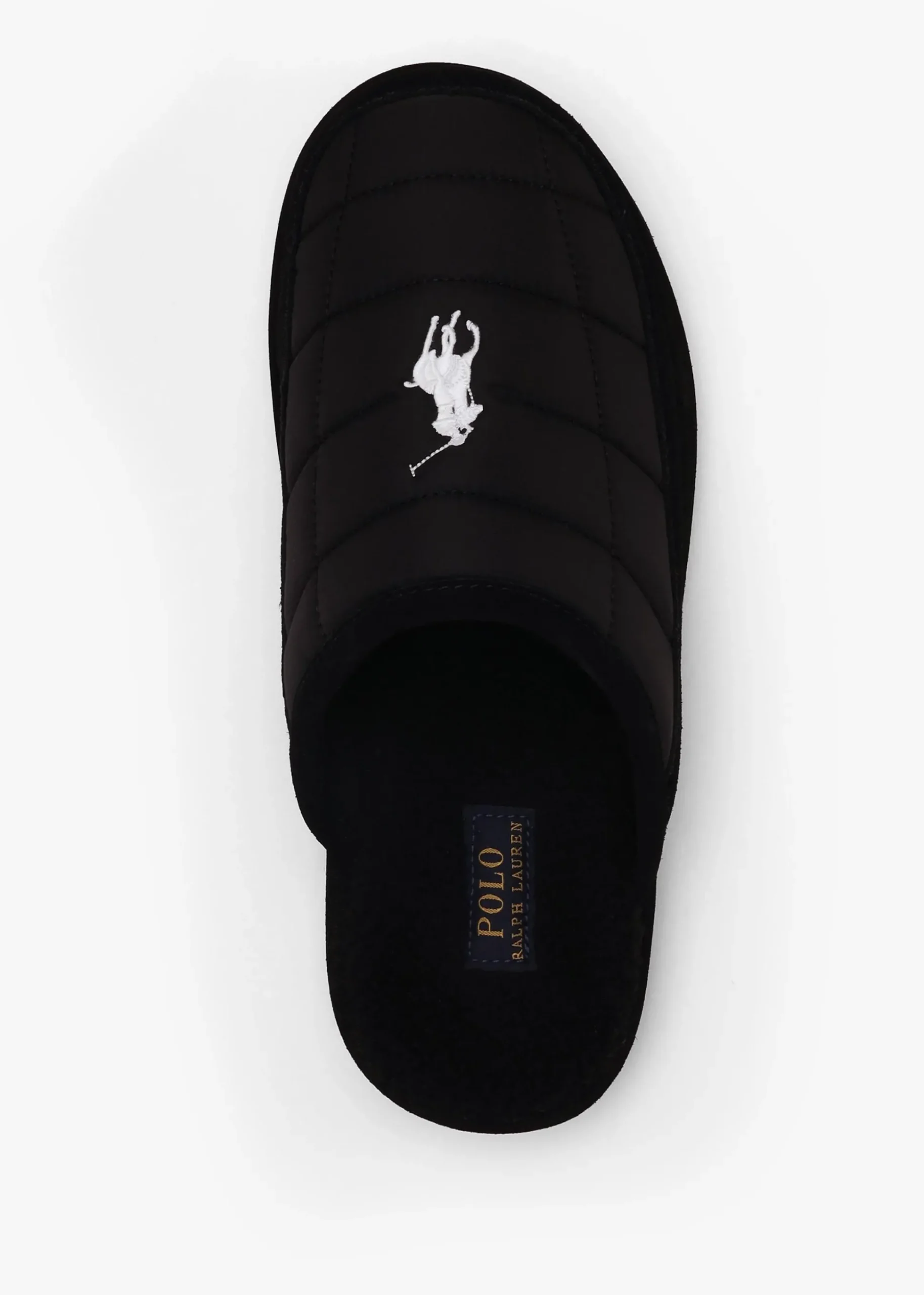 Men’s Reade Suede Trim Quilted Black White Scuff Slippers