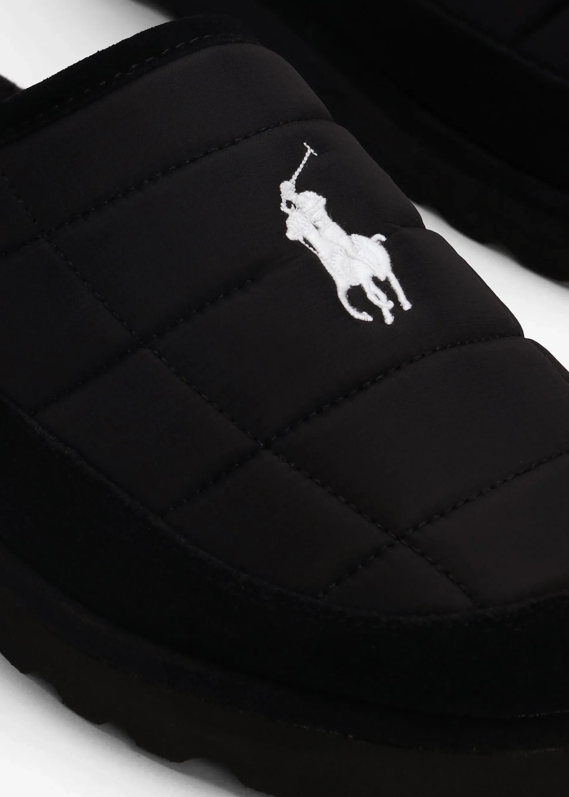 Men’s Reade Suede Trim Quilted Black White Scuff Slippers