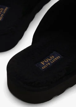 Men’s Reade Suede Trim Quilted Black White Scuff Slippers