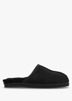 Men’s Shutoff Black Shearling Slippers