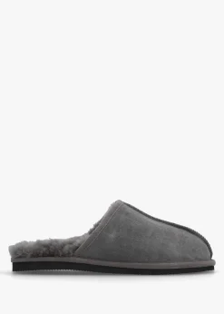 Men’s Shutoff Grey Shearling Slippers