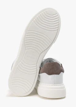 Men's Stunny White Smoke Grey Leather Trainers