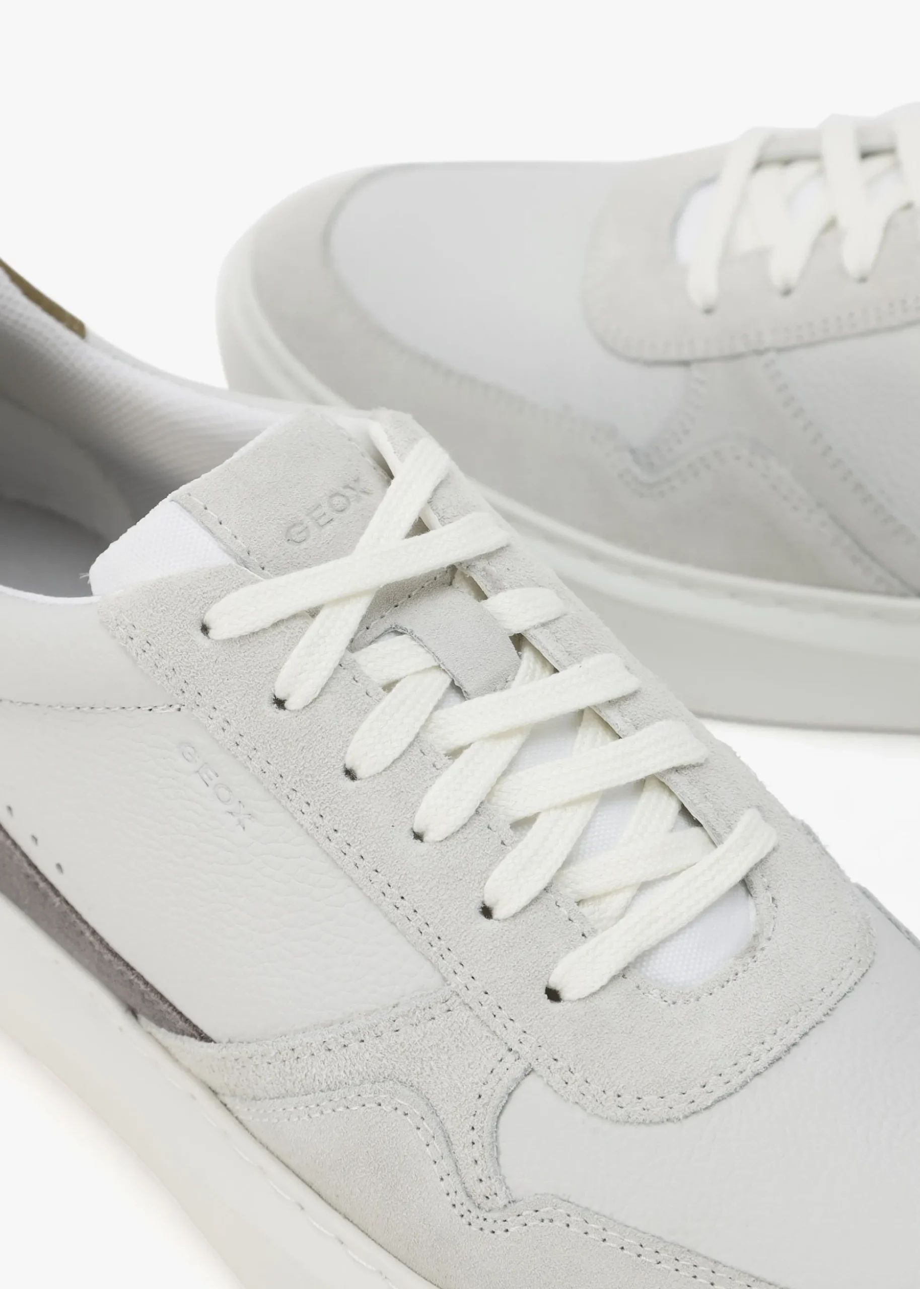Men’s U Deiven Off White Anthracite Leather Trainers