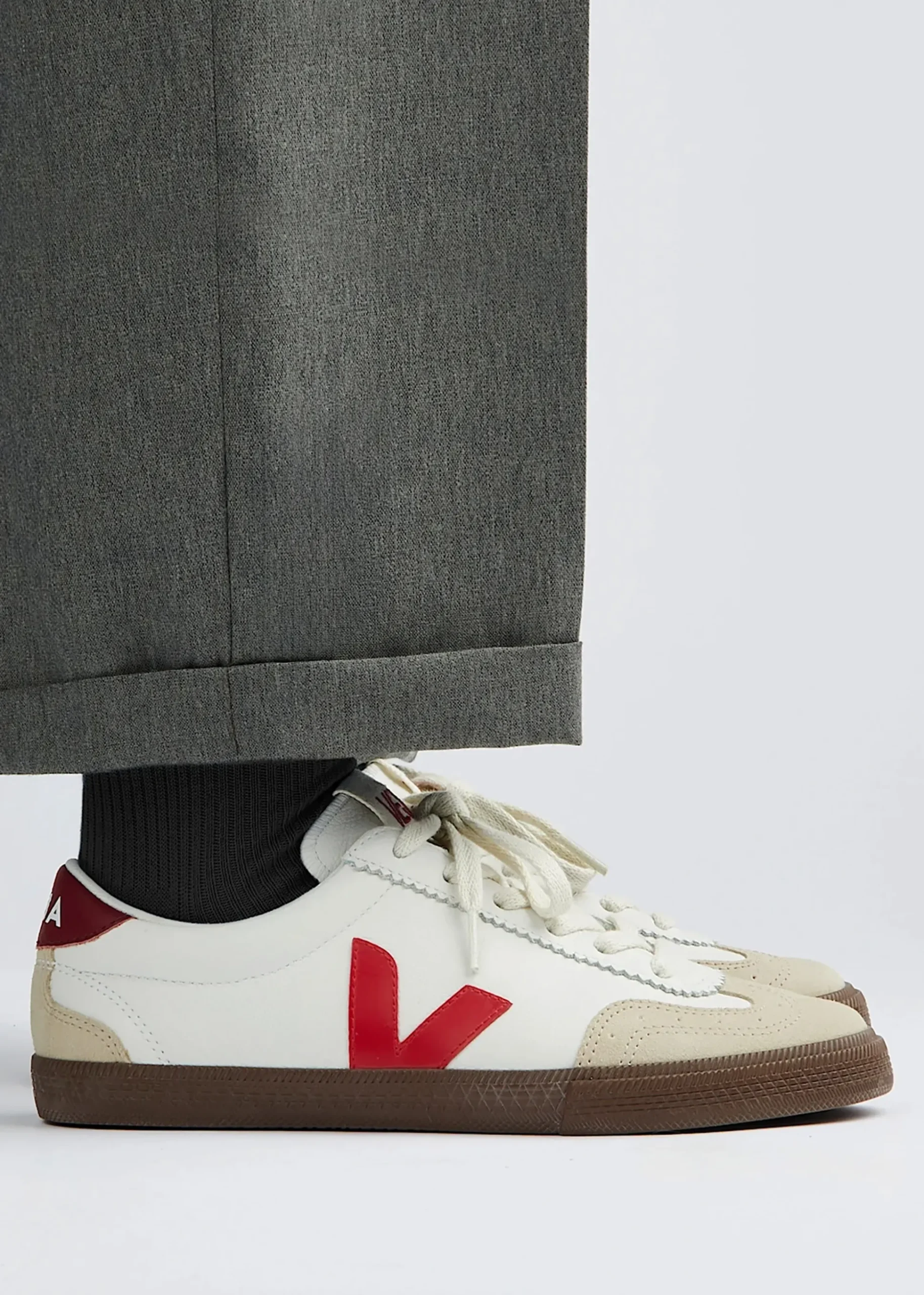 Men's Volley O.T Leather White Pekin Bark Trainers