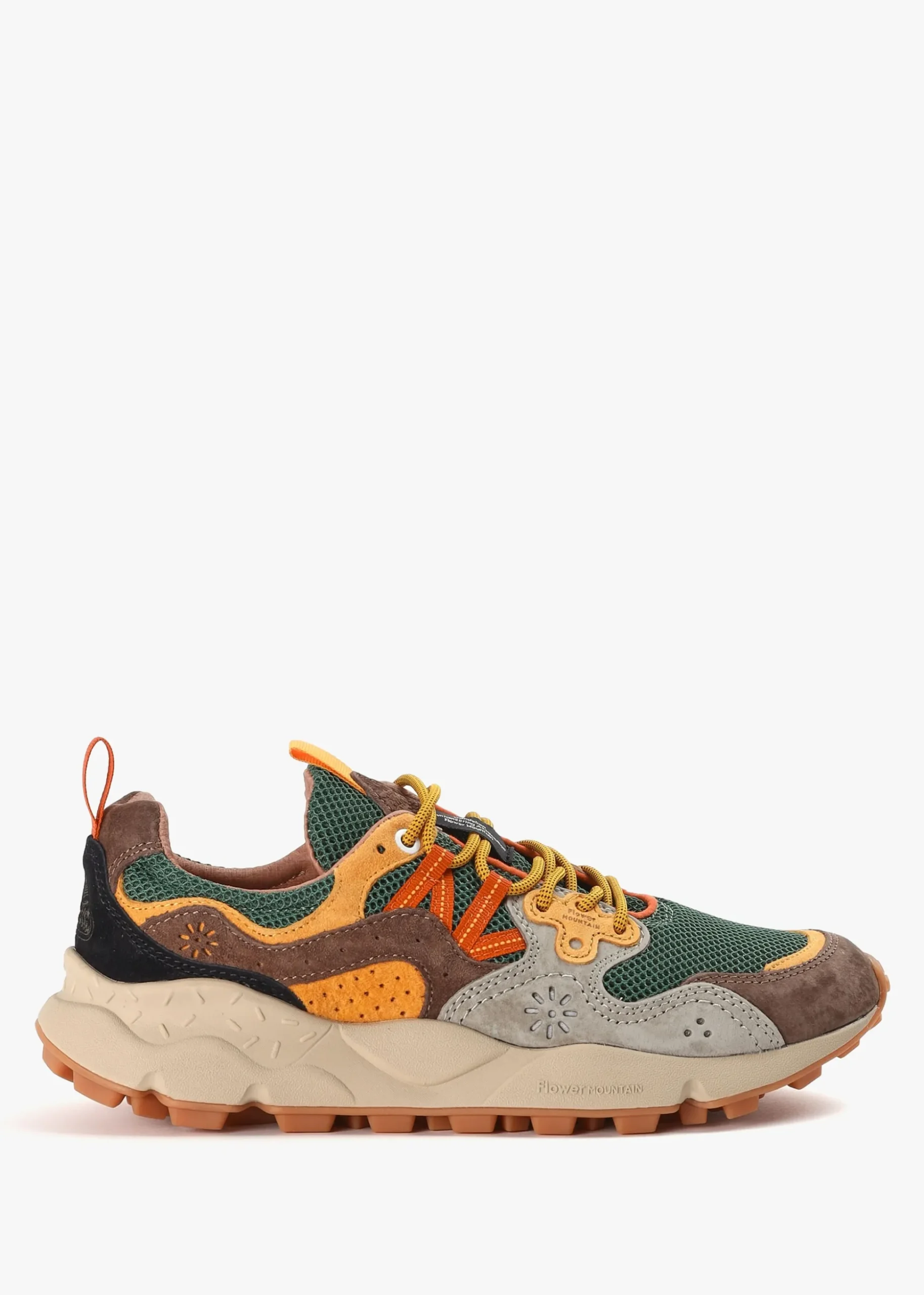 Men’s Yamano 3 Taupe-Green-Ocra Suede & Mesh Trainers