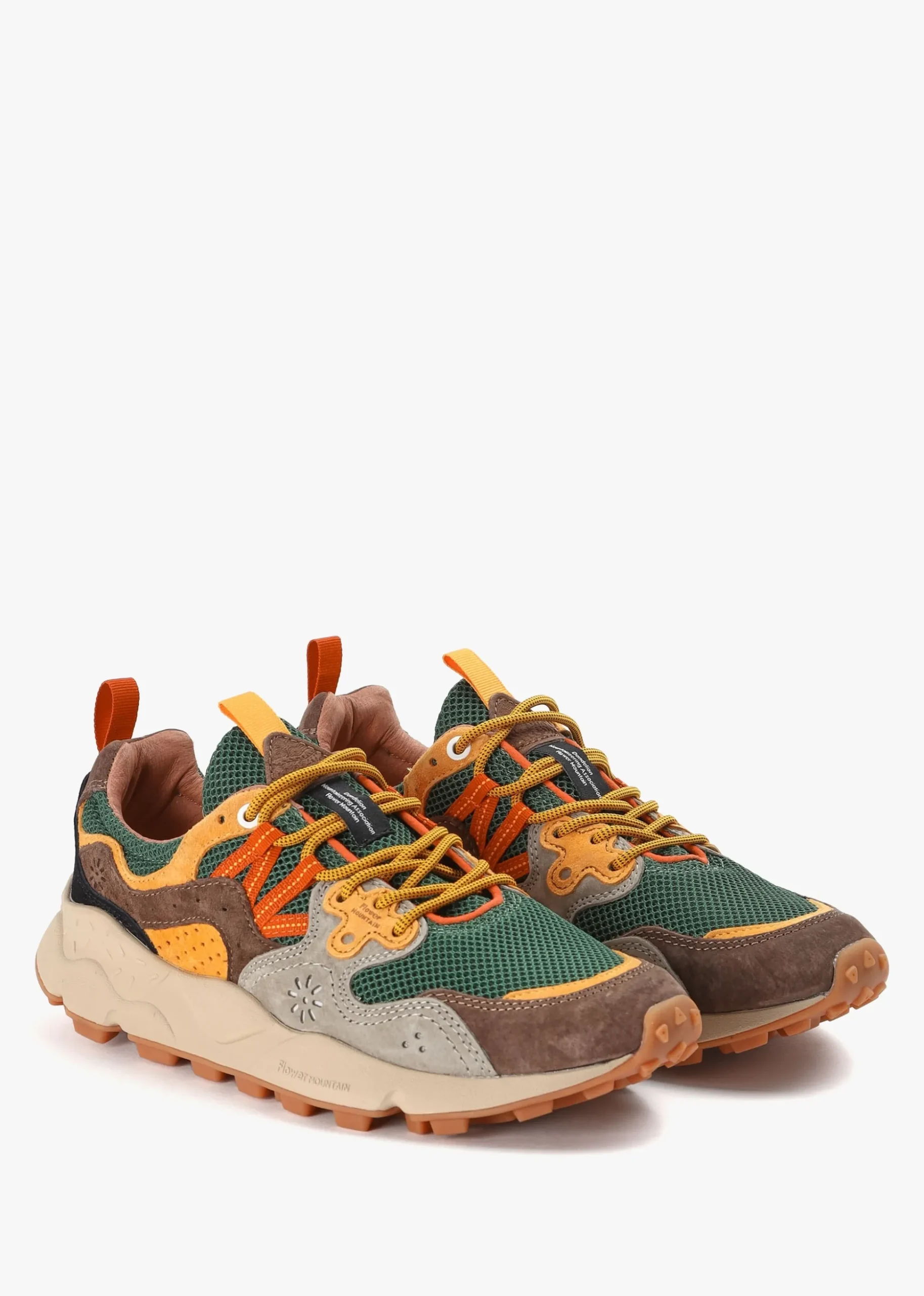Men’s Yamano 3 Taupe-Green-Ocra Suede & Mesh Trainers