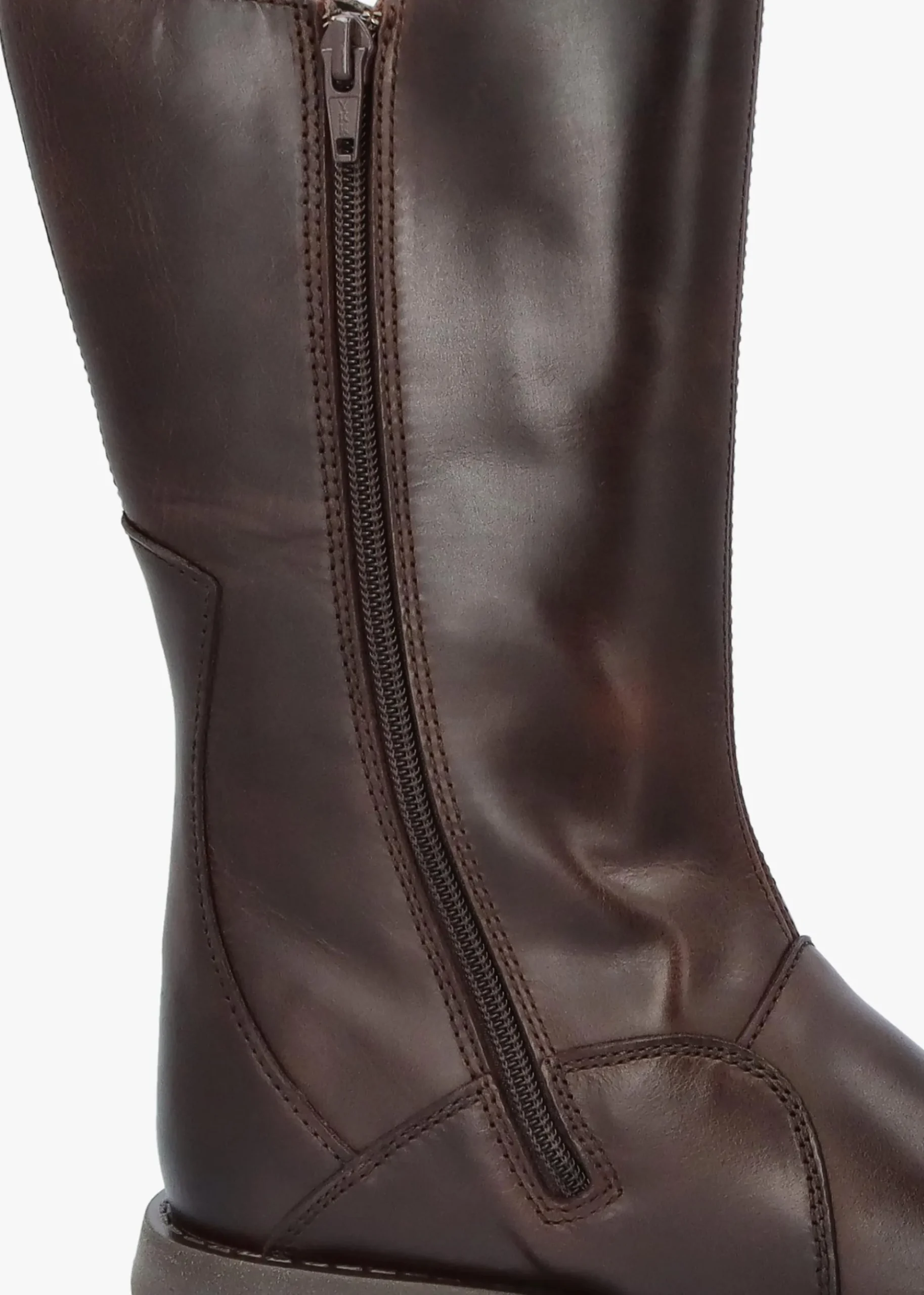 Mes II Dark Brown Leather Low Wedge Calf Boots