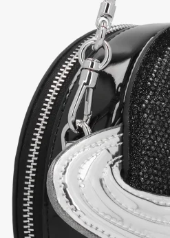 Micro Spaced Out Black Multicoloured Leather Cross-Body Bag