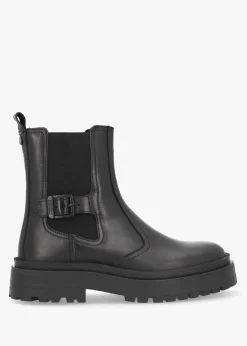 Milla Black Leather Chunky Chelsea Boots