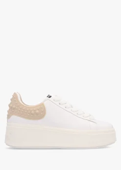 Mody Rubber White Beige Leather Chunky Trainers