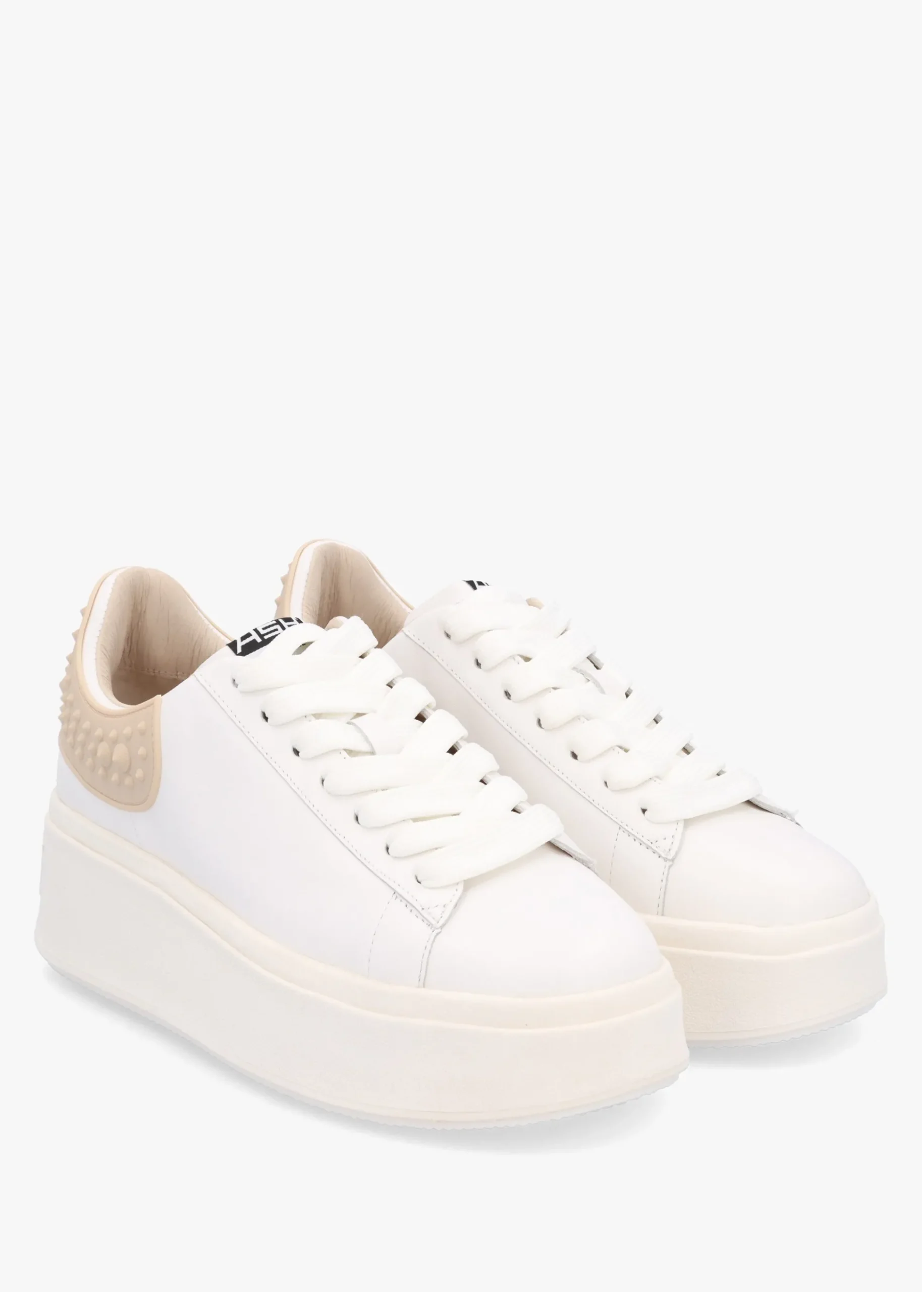 Mody Rubber White Beige Leather Chunky Trainers
