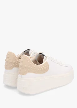 Mody Rubber White Beige Leather Chunky Trainers