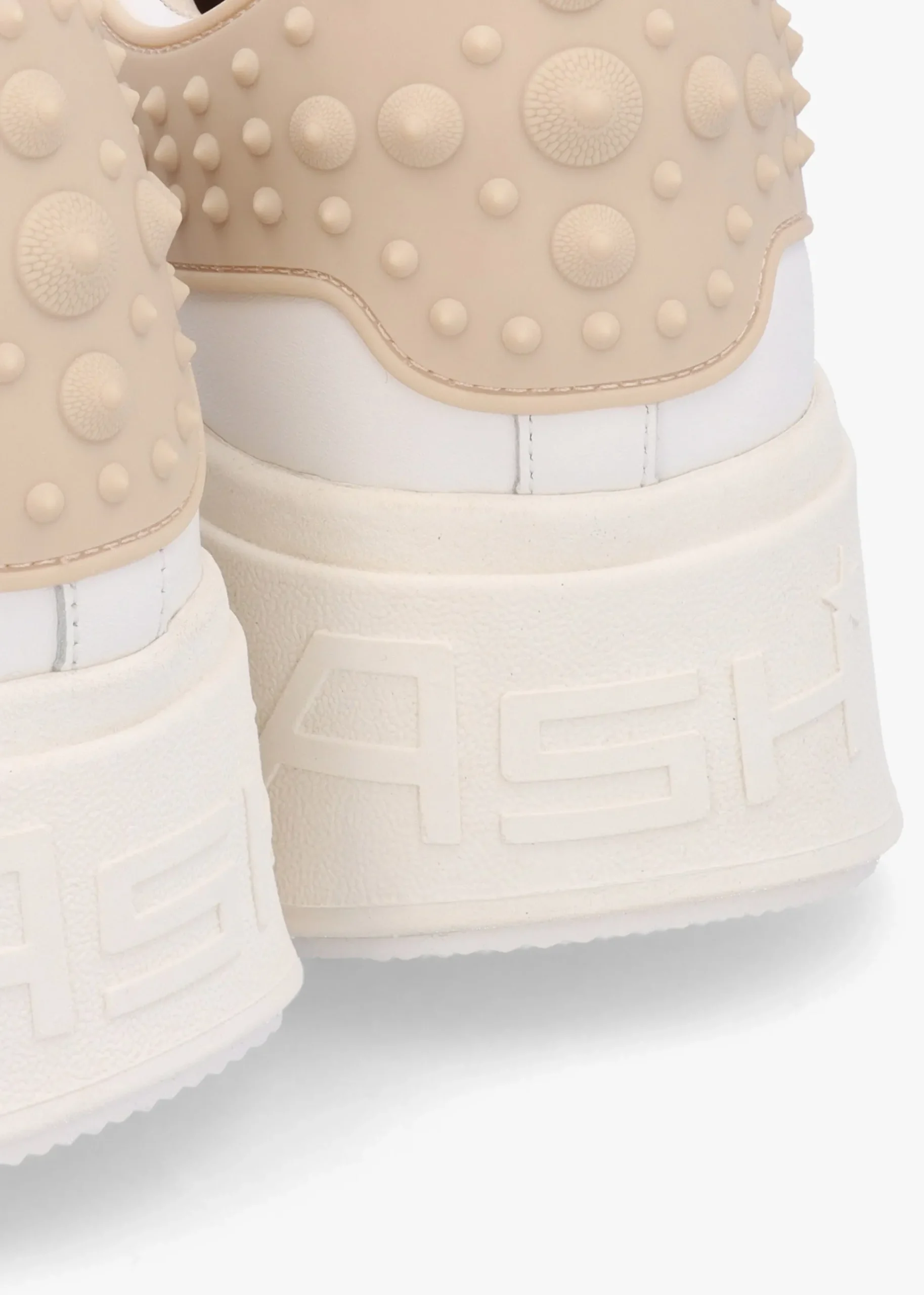 Mody Rubber White Beige Leather Chunky Trainers