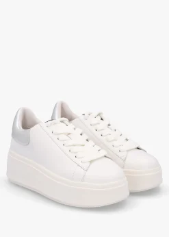 Mody White Silver Nappa Leather Chunky Trainers