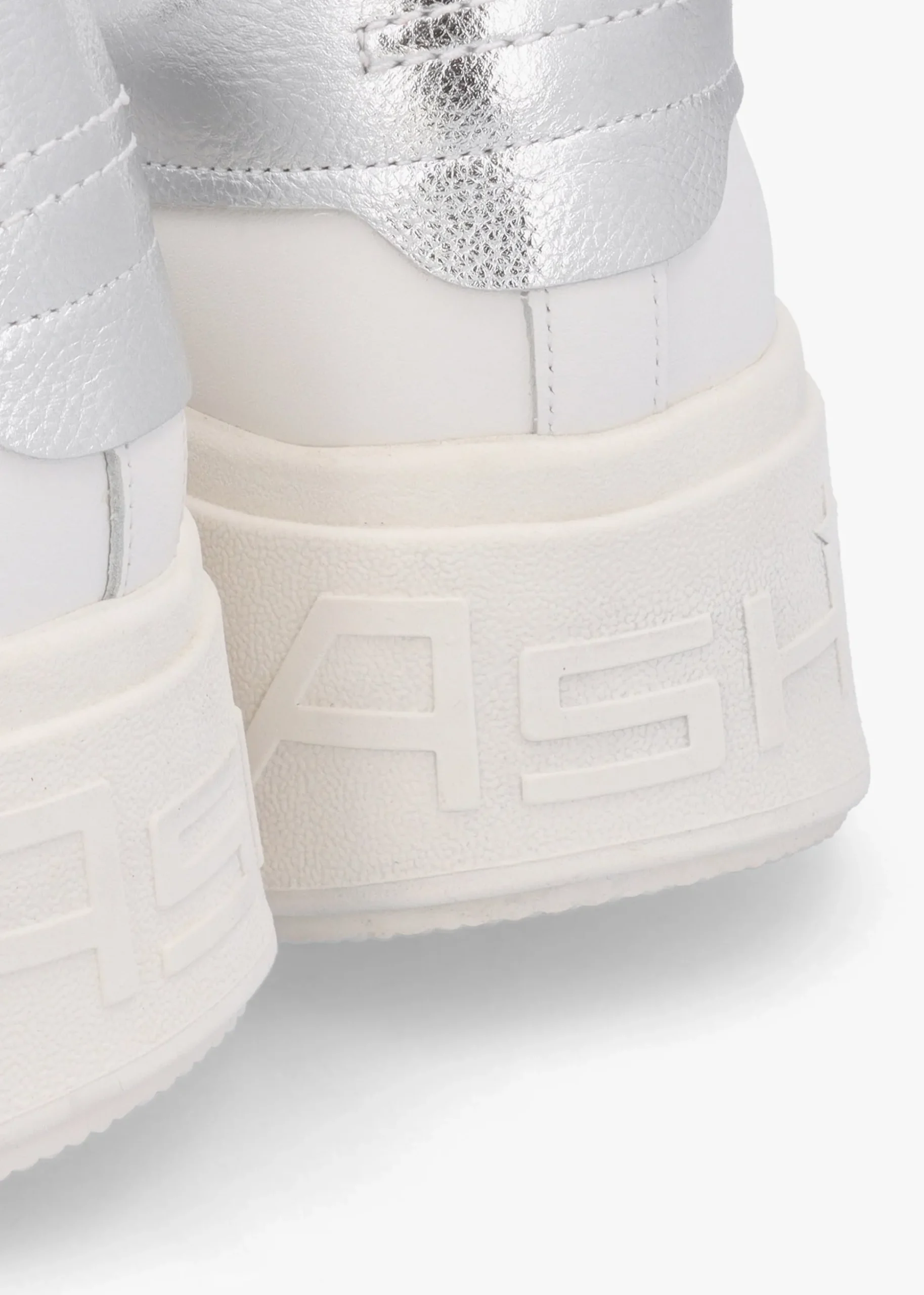 Mody White Silver Nappa Leather Chunky Trainers