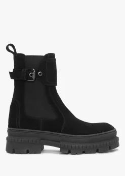 Molly Black Suede Chunky Ankle Boots