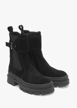 Molly Black Suede Chunky Ankle Boots