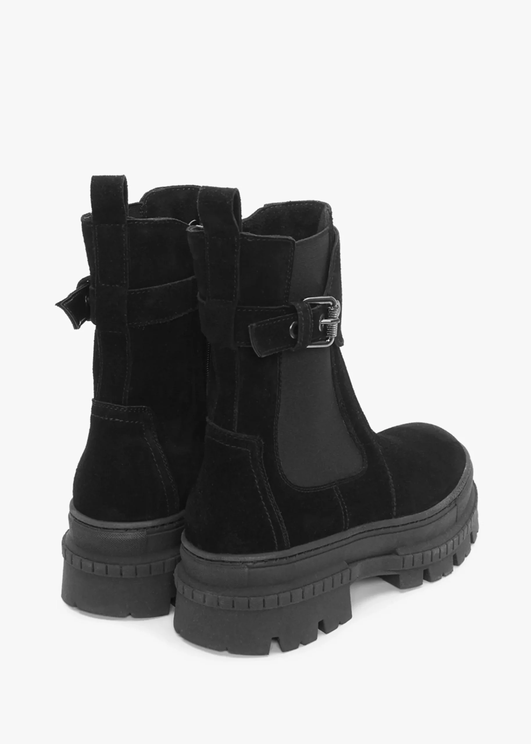 Molly Black Suede Chunky Ankle Boots