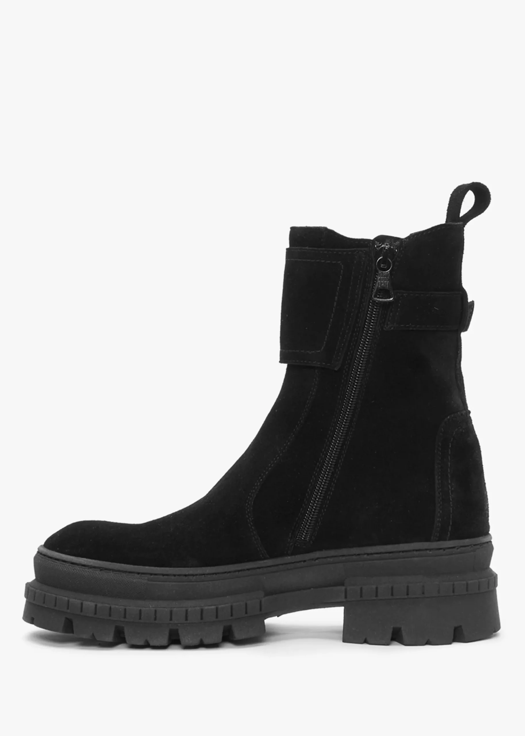 Molly Black Suede Chunky Ankle Boots
