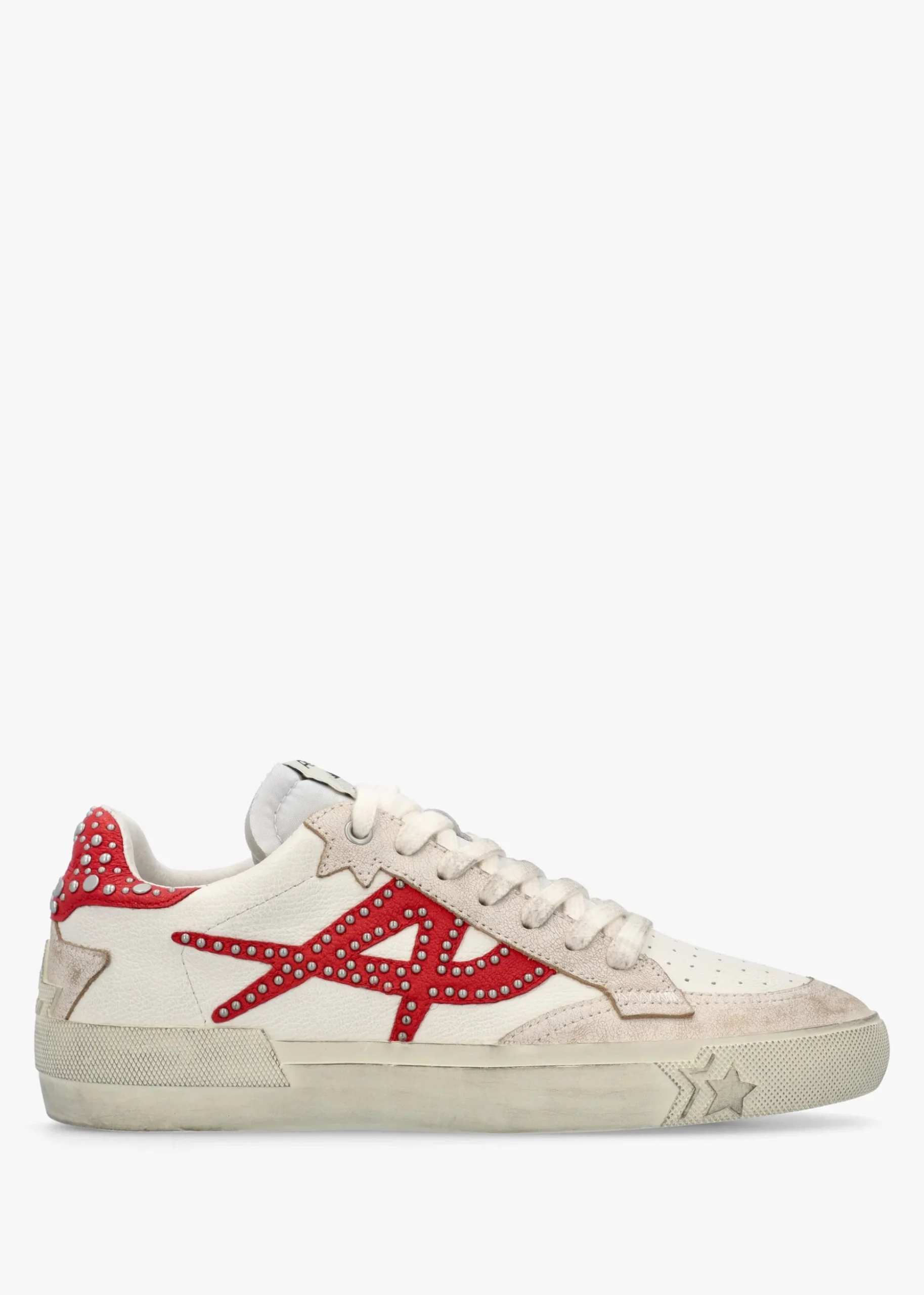 Moonlight Studs Beige White Aura Leather Trainers