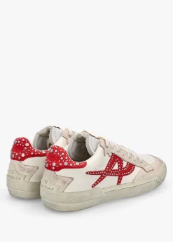 Moonlight Studs Beige White Aura Leather Trainers
