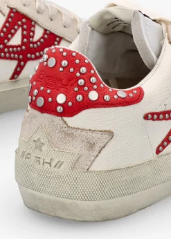 Moonlight Studs Beige White Aura Leather Trainers