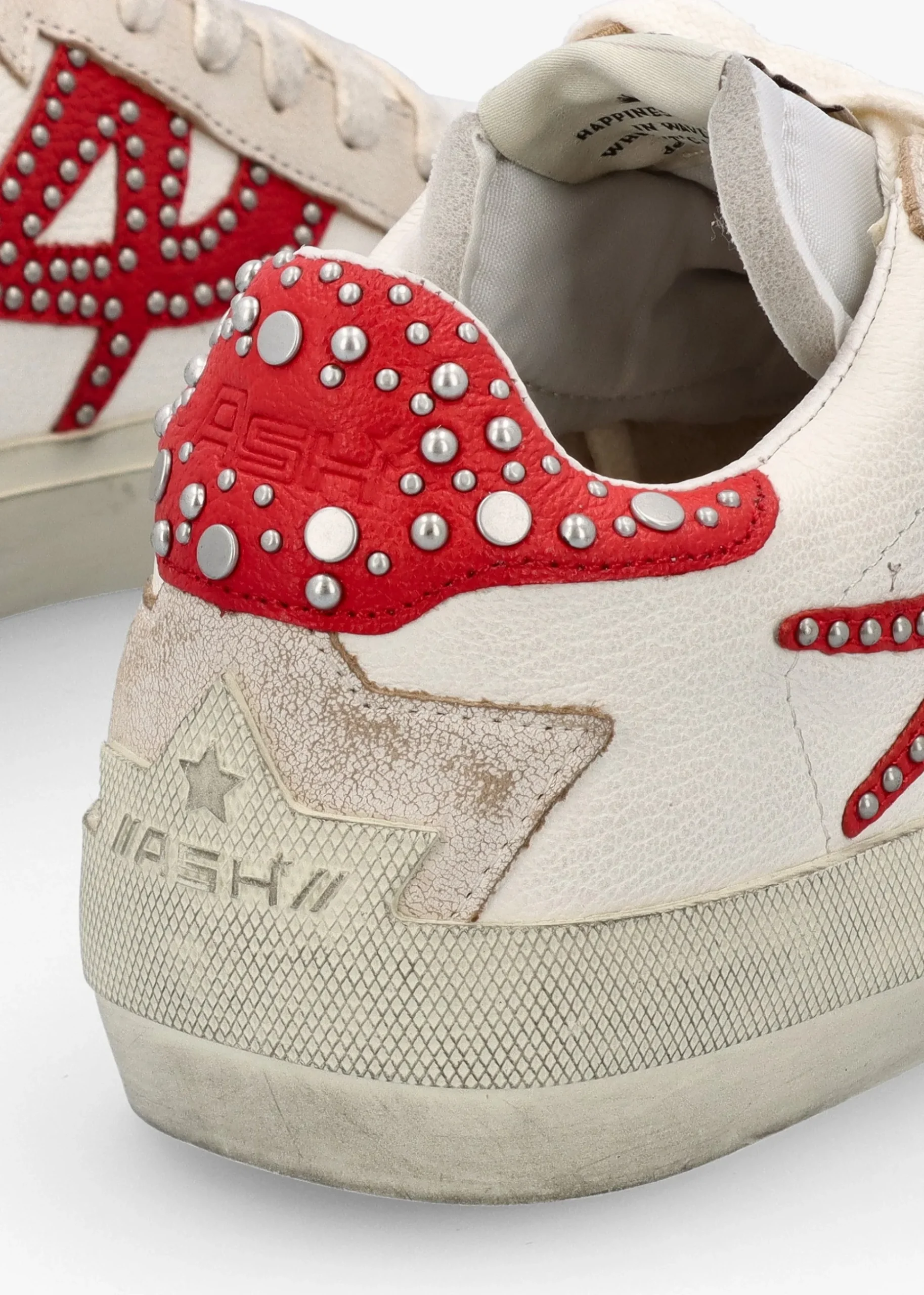 Moonlight Studs Beige White Aura Leather Trainers