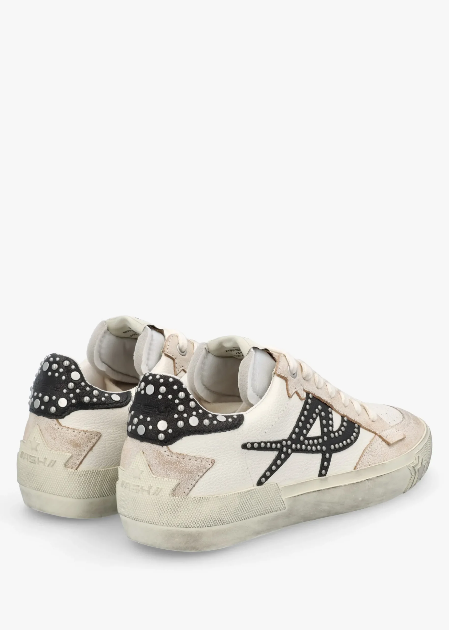 Moonlight Studs Beige White Black Off White Leather Trainers