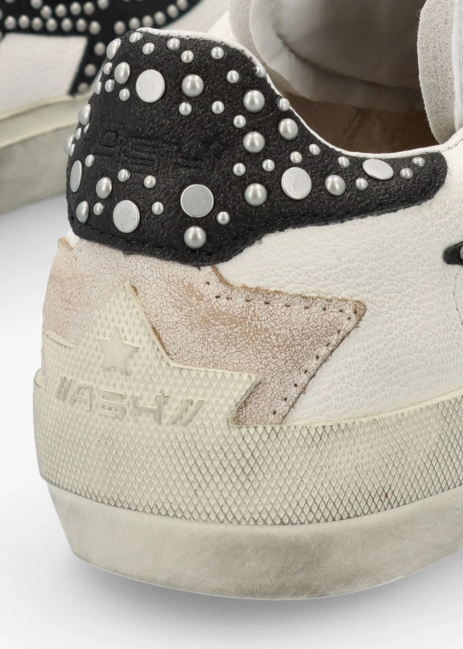 Moonlight Studs Beige White Black Off White Leather Trainers