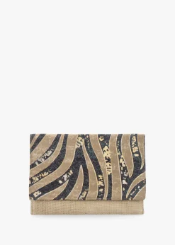 Multicoloured Black Envelope Clutch Bag