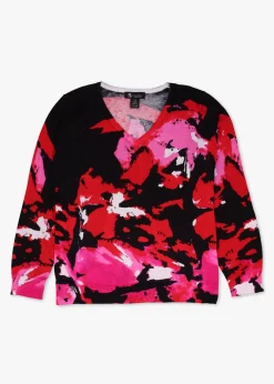 Multicoloured Cotton Mix Floral Abstract Jumper