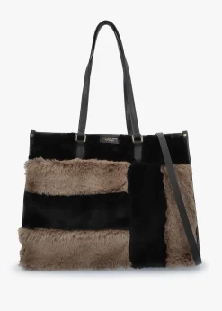 Multicoloured Faux Fur & Leather Tote Bag