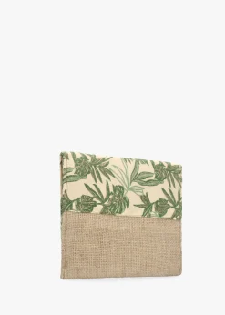 Multicoloured Green Envelope Clutch Bag