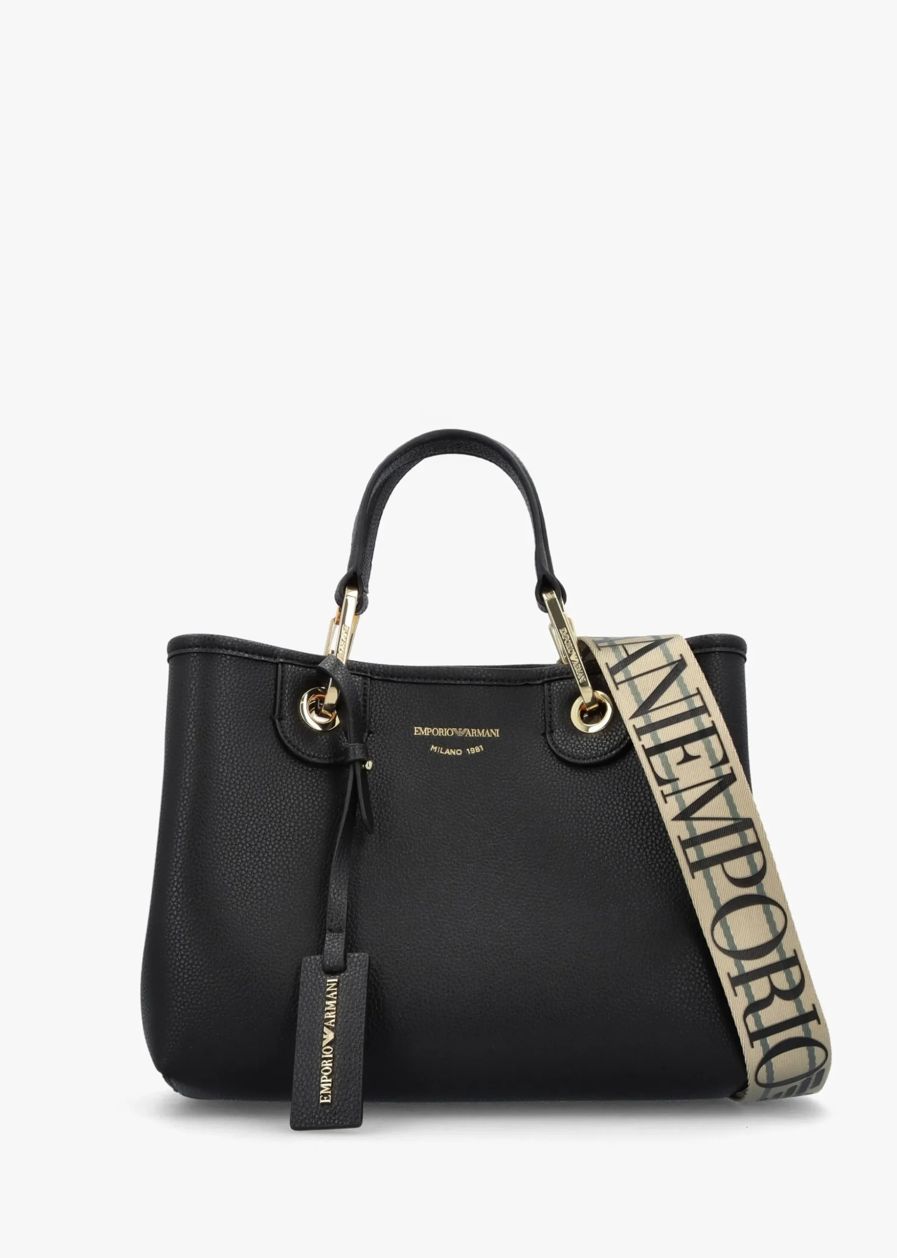 Myea Black Shopper Bag With Pouch