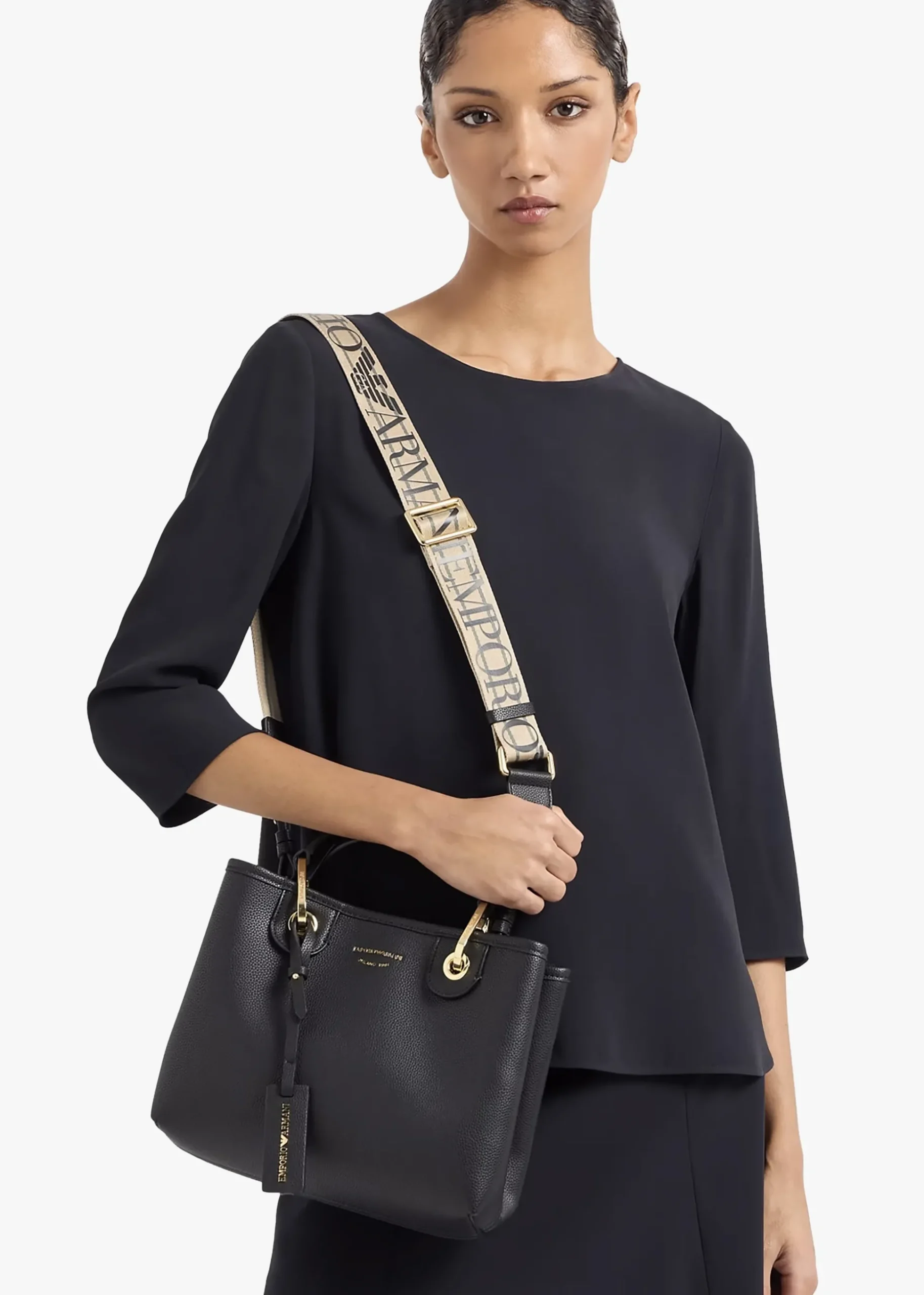 Myea Black Shopper Bag With Pouch