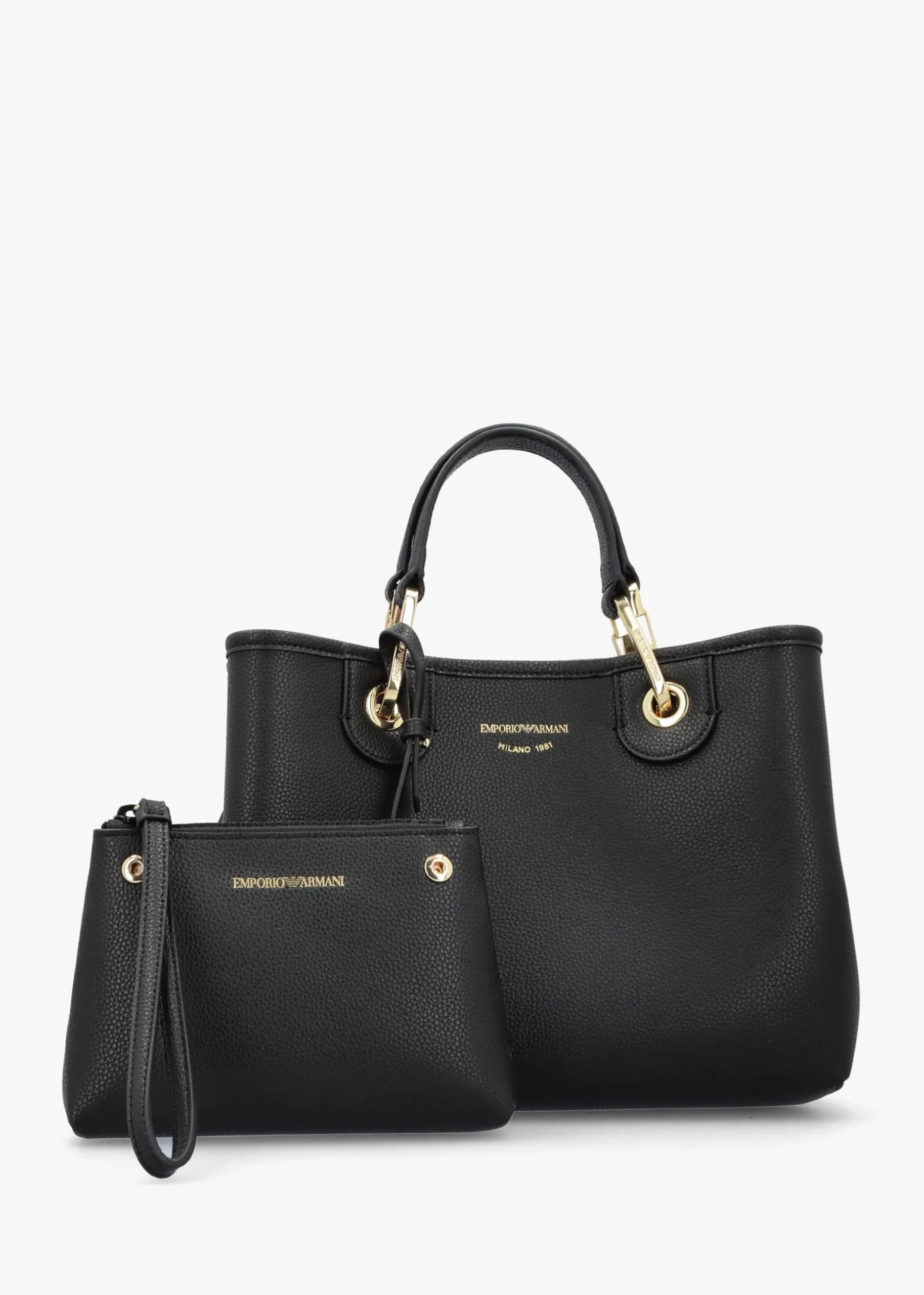Myea Black Shopper Bag With Pouch
