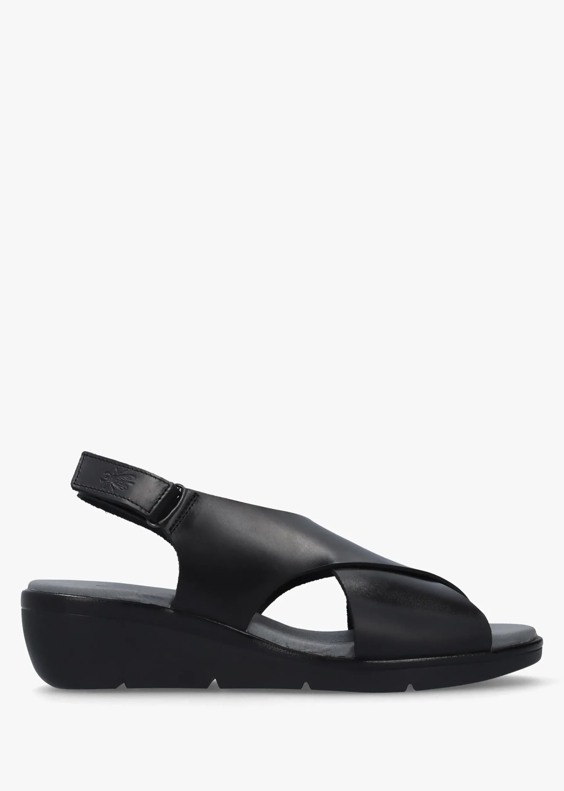 Nabi Black Leather Sling Back Low Wedge Sandals