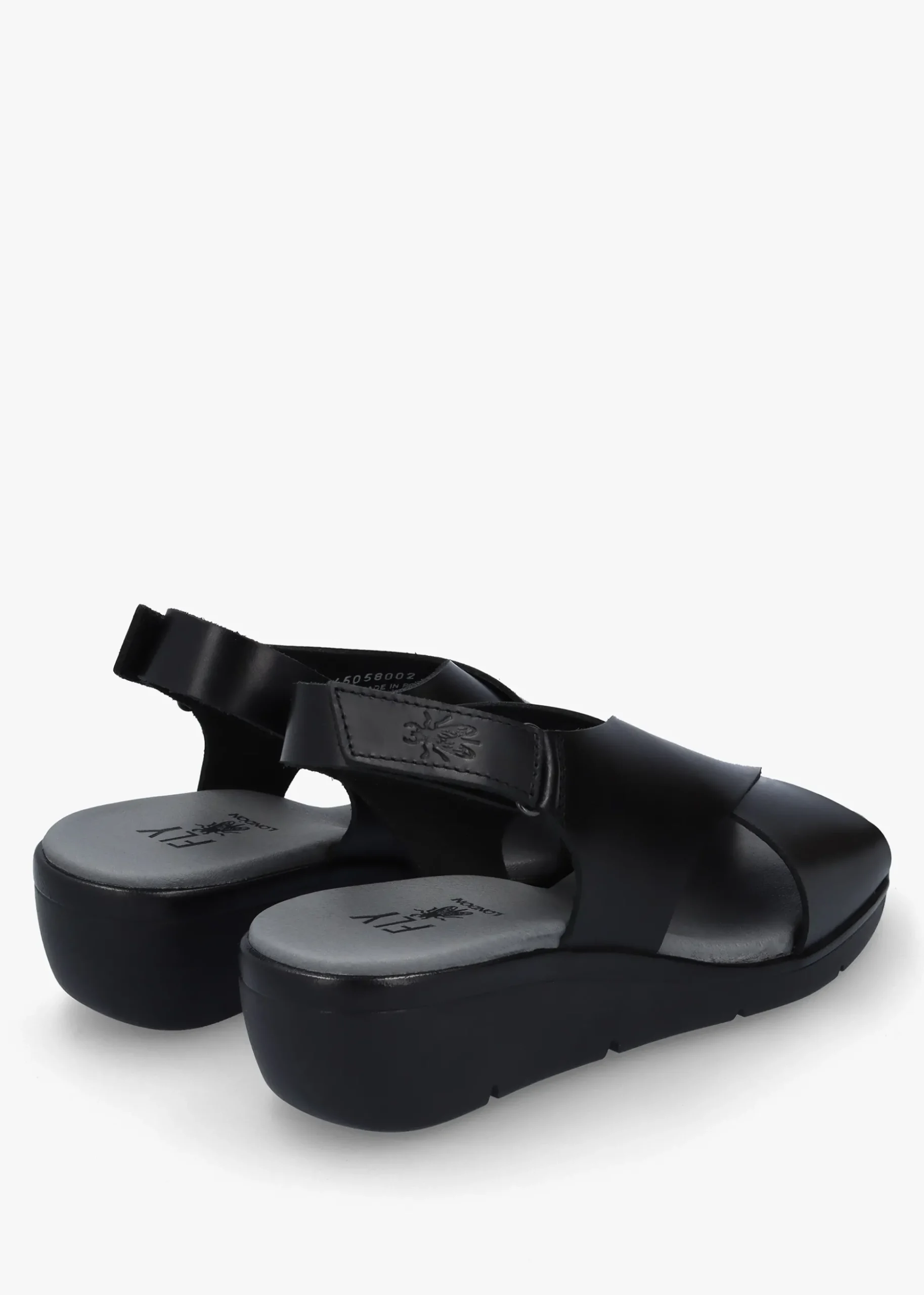 Nabi Black Leather Sling Back Low Wedge Sandals