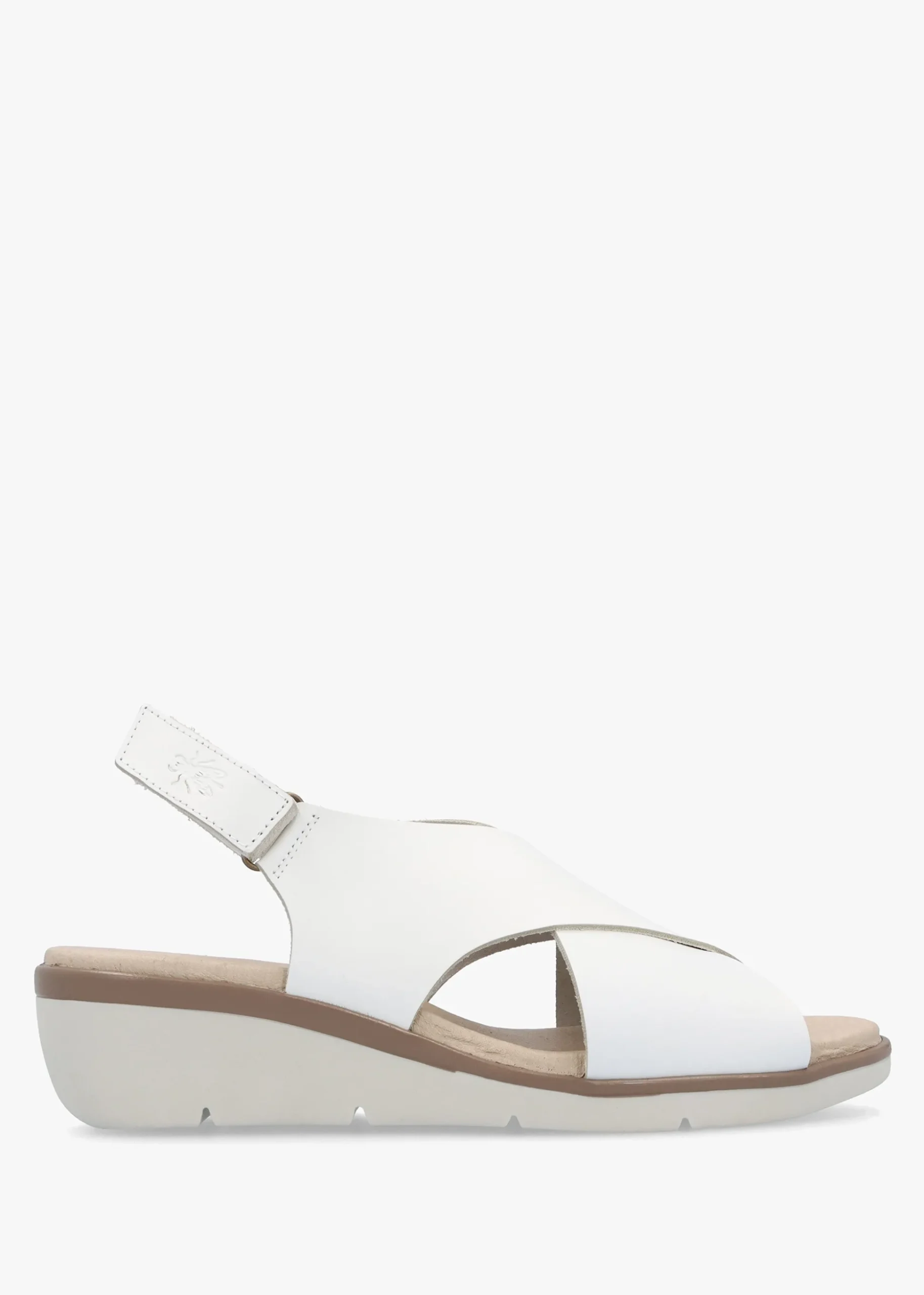 Nabi White Leather Sling Back Low Wedge Sandals